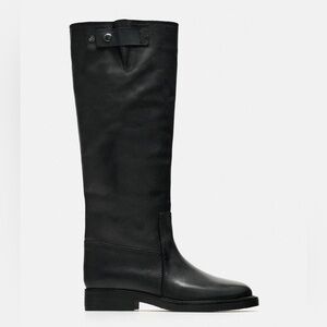 Zara Black Knee-High Riding Boots